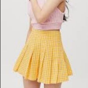 Urban Outfitters Katie Yellow Plaid Pleated Mini Skirt